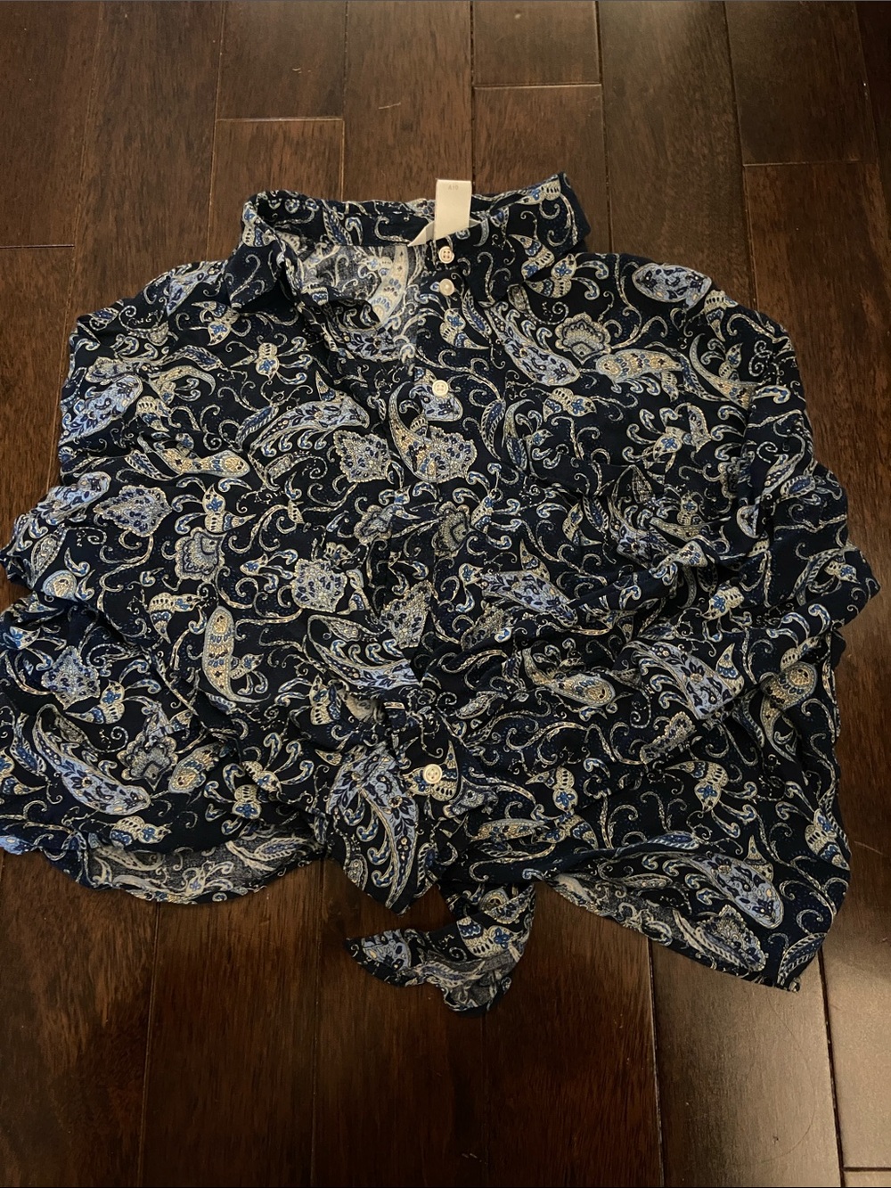 H&M Navy Blue Paisley Button-Down Shirt